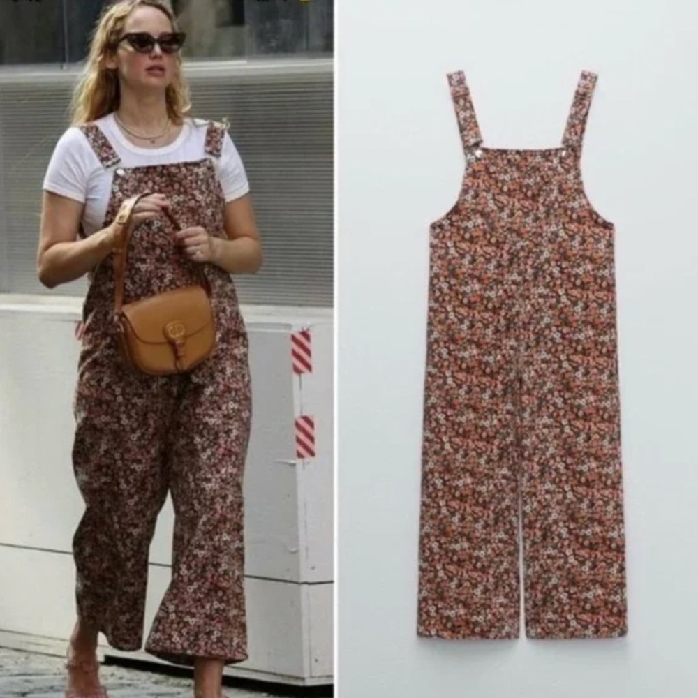 Zara The Jane Jumpsuit Ditsy Floral Overalls XL NWT